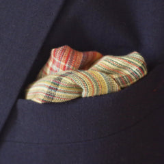 Fun Red and Green Checked and Striped Cotton Pocket Square by Put This On