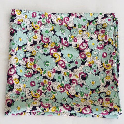 Bouncy Sea-foam Green Floral Rayon Pocket Square by Put This On