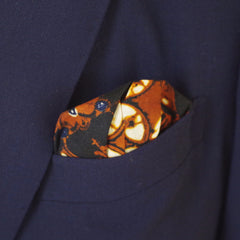Rich Navy and Brown Cotton Pocket Square by Put This On