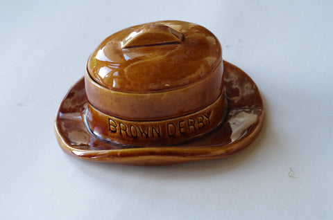 Vintage Ceramic Brown Derby Jar