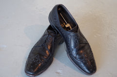 Vintage Banister's Shoes Black Calfskin Longwing Brogues Size 10A