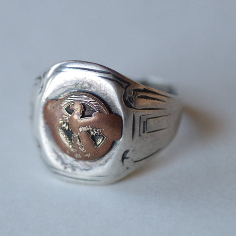 Sterling Silver and Gold Filled Eagle Ring