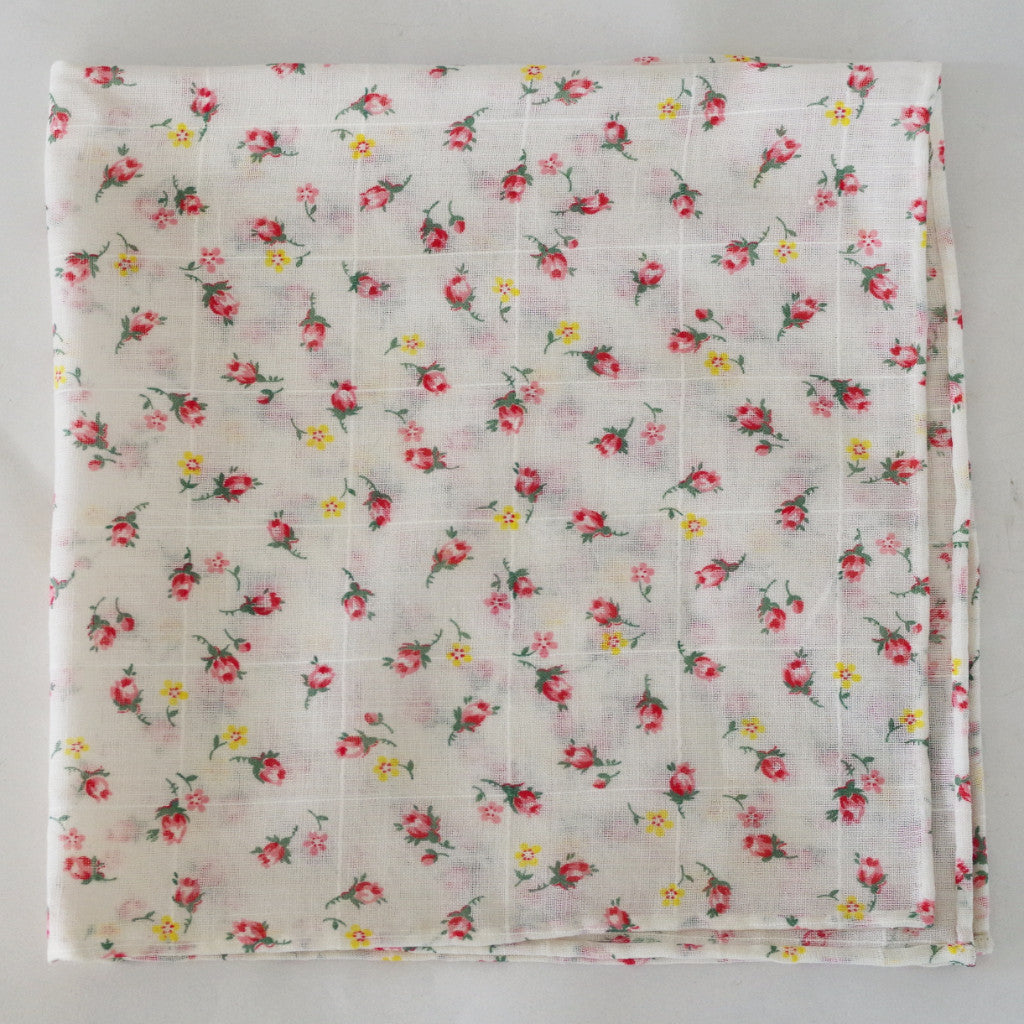 Airy White Floral Cotton Pocket Square by Put This On