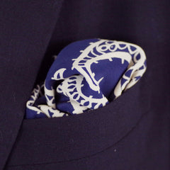 Midnight Blue and White Paisley Rayon Pocket Square by Put This On