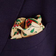 Earthy Ecru Floral Silk Pocket Square by Put This On