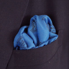 Rich Blue and Black Paisley Rayon Pocket Square by Put This On