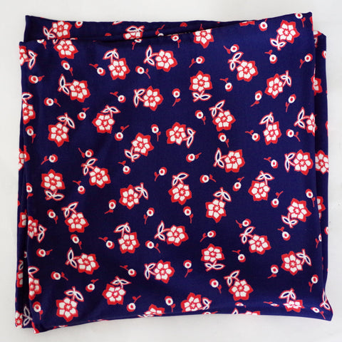 Bouncy Navy and Red Floral Rayon Pocket Square by Put This On