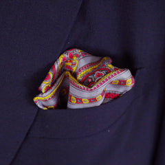 Baroque Red, Blue, and Yellow Silk Pocket Square by Put This On