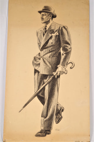 1940s H. Gilbert Levine Menswear Advertising Art