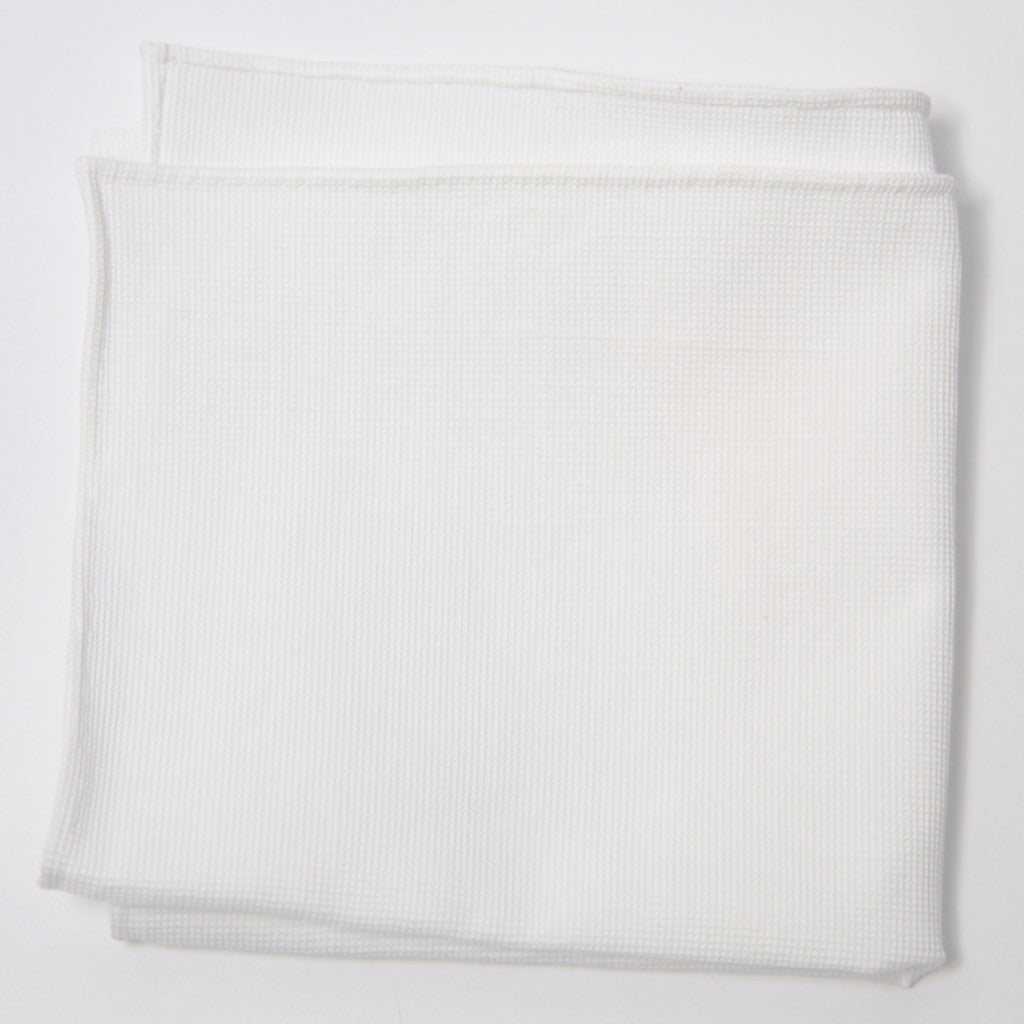 Bright White Textured Cotton Pocket Square by Put This On
