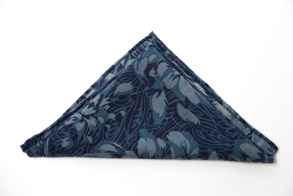 Wonderful Blue Floral Wool Pocket Square by Put This On