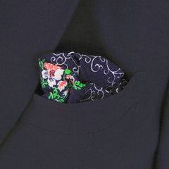 Navy Floral Cotton Seersucker Pocket Square by Put This On