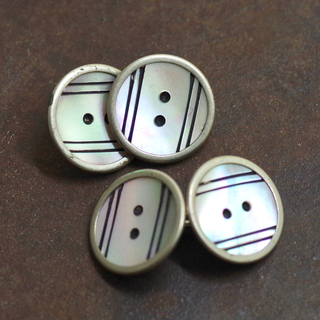 Striped and Dotted Mother of Pearl Cufflinks