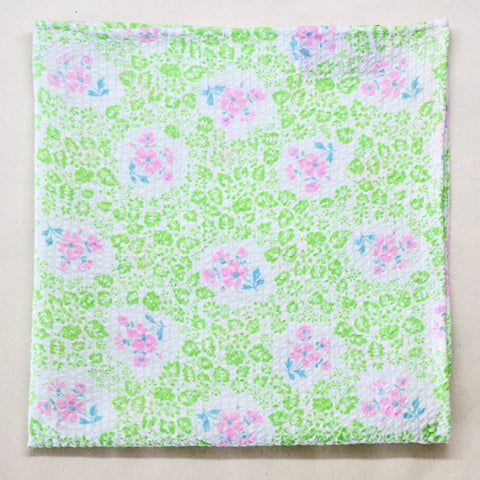 Springy Green and Pink Seersucker Pocket Square by Put This On
