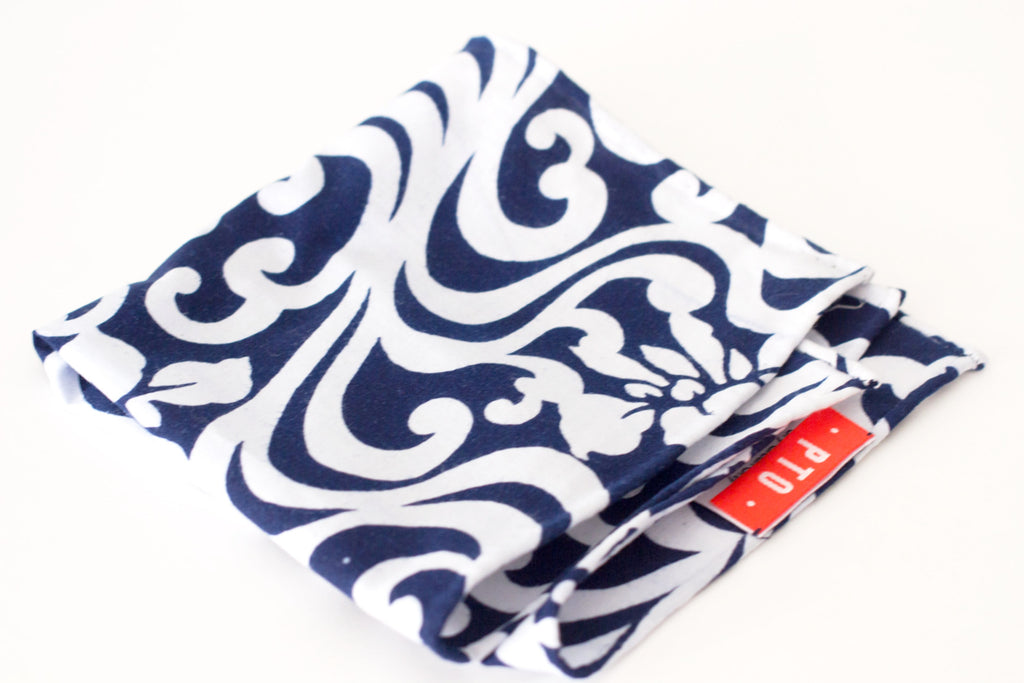 Tropical Floral Navy Cotton Pocket Square by Put This On
