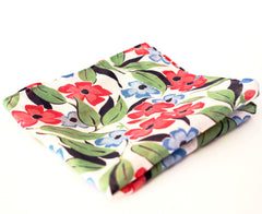 Bright and Springy Blue and Red Floral Print Cotton Pocket Square by Put This On