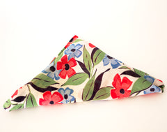 Bright and Springy Blue and Red Floral Print Cotton Pocket Square by Put This On
