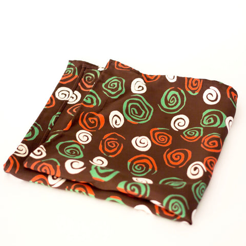 Jazzy Green and Brown Whirl Rayon Pocket Square by Put This On